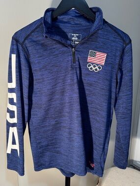 Team USA Olympic Quarter Zip Pullover Youth XL 14/16 Blue Performance